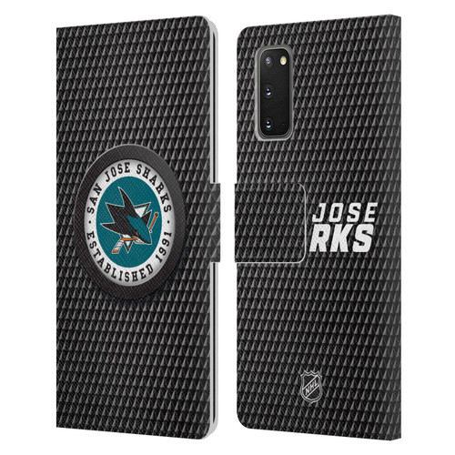 NHL San Jose Sharks Puck Texture Leather Book Wallet Case Cover For Samsung Galaxy S20 / S20 5G