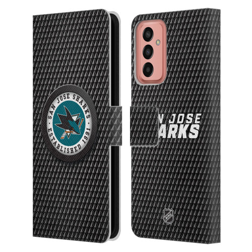 NHL San Jose Sharks Puck Texture Leather Book Wallet Case Cover For Samsung Galaxy M13 (2022)