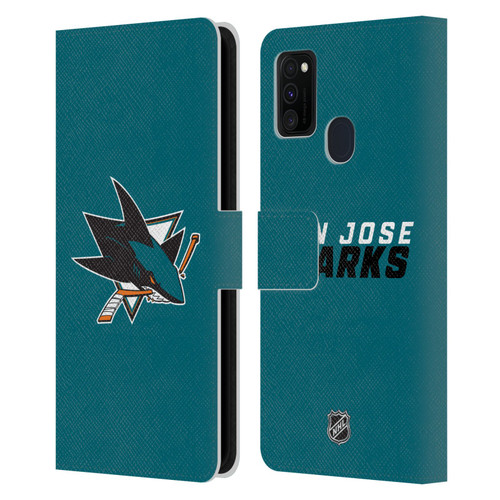 NHL San Jose Sharks Plain Leather Book Wallet Case Cover For Samsung Galaxy M30s (2019)/M21 (2020)