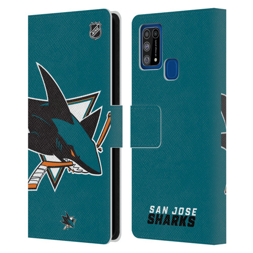 NHL San Jose Sharks Oversized Leather Book Wallet Case Cover For Samsung Galaxy M31 (2020)