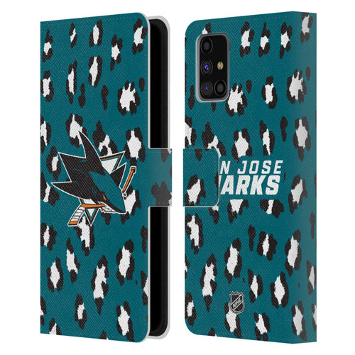 NHL San Jose Sharks Leopard Patten Leather Book Wallet Case Cover For Samsung Galaxy M31s (2020)