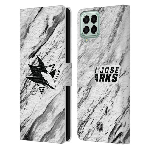 NHL San Jose Sharks Marble Leather Book Wallet Case Cover For Samsung Galaxy M53 (2022)