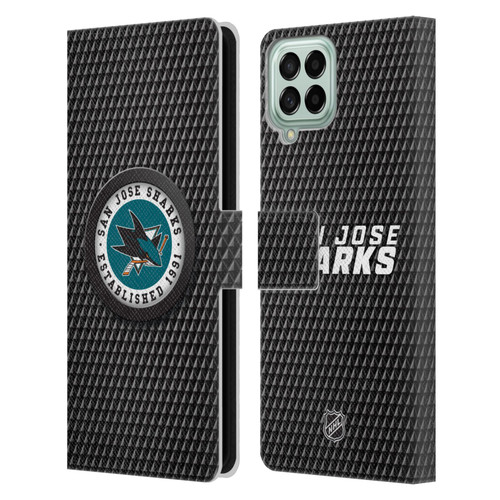 NHL San Jose Sharks Puck Texture Leather Book Wallet Case Cover For Samsung Galaxy M53 (2022)