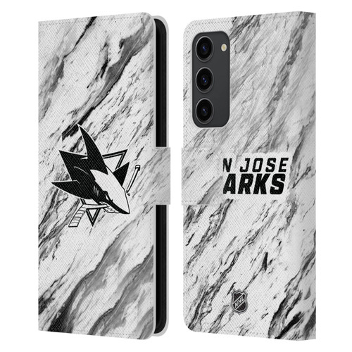 NHL San Jose Sharks Marble Leather Book Wallet Case Cover For Samsung Galaxy S23+ 5G