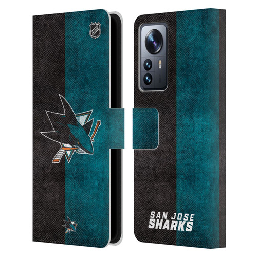 NHL San Jose Sharks Half Distressed Leather Book Wallet Case Cover For Xiaomi 12 Pro