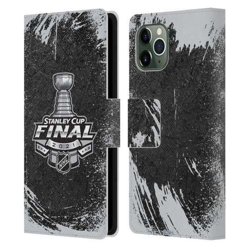 NHL 2021 Stanley Cup Final Distressed Leather Book Wallet Case Cover For Apple iPhone 11 Pro