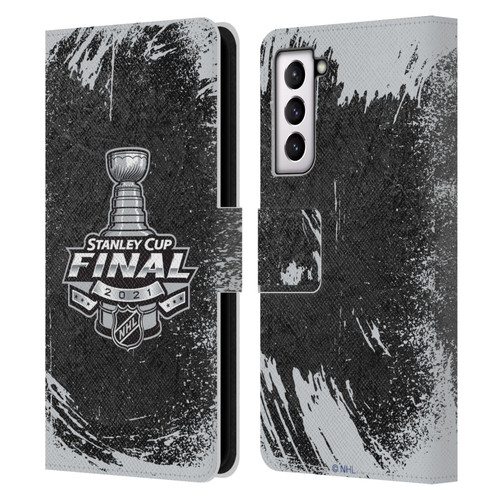 NHL 2021 Stanley Cup Final Distressed Leather Book Wallet Case Cover For Samsung Galaxy S21 5G