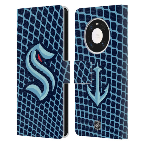NHL Seattle Kraken Net Pattern Leather Book Wallet Case Cover For Huawei Mate 40 Pro 5G