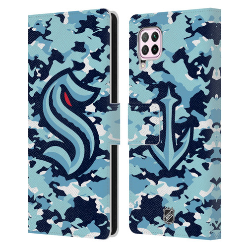 NHL Seattle Kraken Camouflage Leather Book Wallet Case Cover For Huawei Nova 6 SE / P40 Lite