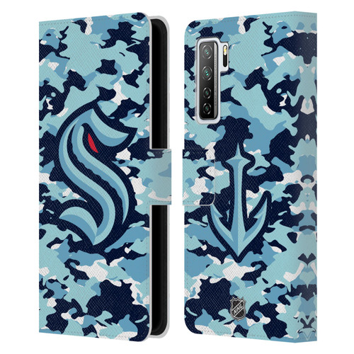NHL Seattle Kraken Camouflage Leather Book Wallet Case Cover For Huawei Nova 7 SE/P40 Lite 5G