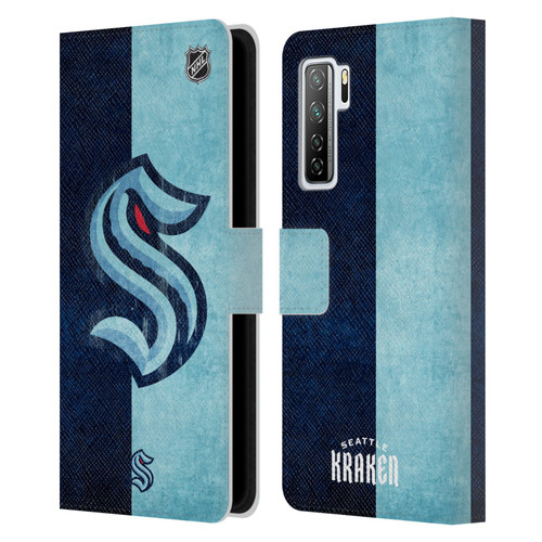 NHL Seattle Kraken Half Distressed Leather Book Wallet Case Cover For Huawei Nova 7 SE/P40 Lite 5G