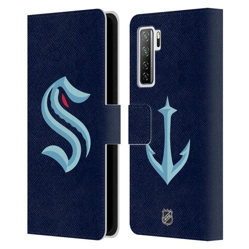NHL Seattle Kraken Plain Leather Book Wallet Case Cover For Huawei Nova 7 SE/P40 Lite 5G