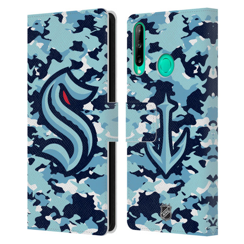 NHL Seattle Kraken Camouflage Leather Book Wallet Case Cover For Huawei P40 lite E