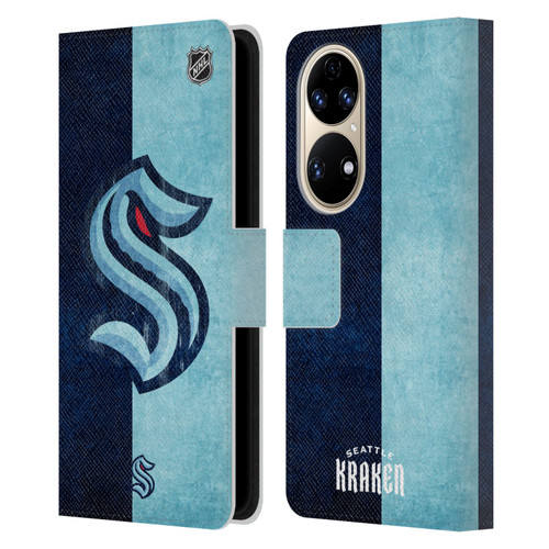 NHL Seattle Kraken Half Distressed Leather Book Wallet Case Cover For Huawei P50
