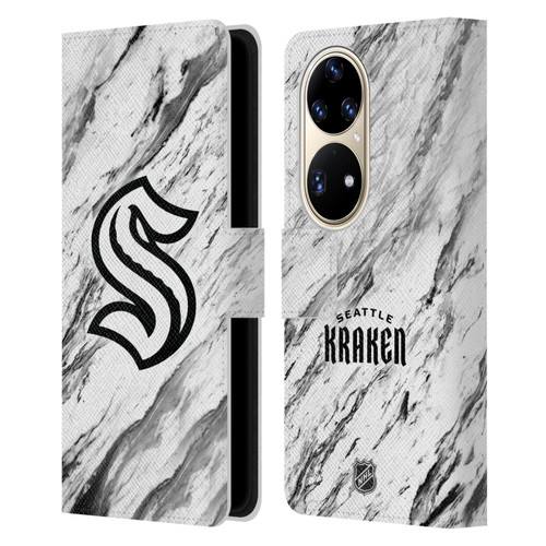 NHL Seattle Kraken Marble Leather Book Wallet Case Cover For Huawei P50 Pro