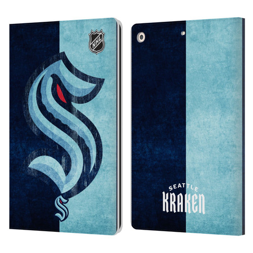 NHL Seattle Kraken Half Distressed Leather Book Wallet Case Cover For Apple iPad 10.2 2019/2020/2021