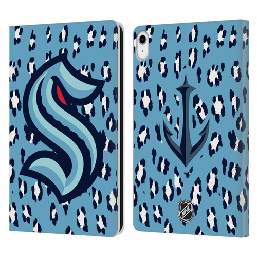 NHL Seattle Kraken Leopard Patten Leather Book Wallet Case Cover For Apple iPad 10.9 (2022)