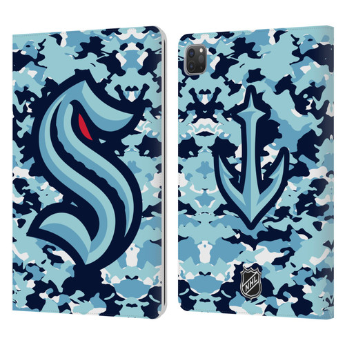 NHL Seattle Kraken Camouflage Leather Book Wallet Case Cover For Apple iPad Pro 11 2020 / 2021 / 2022