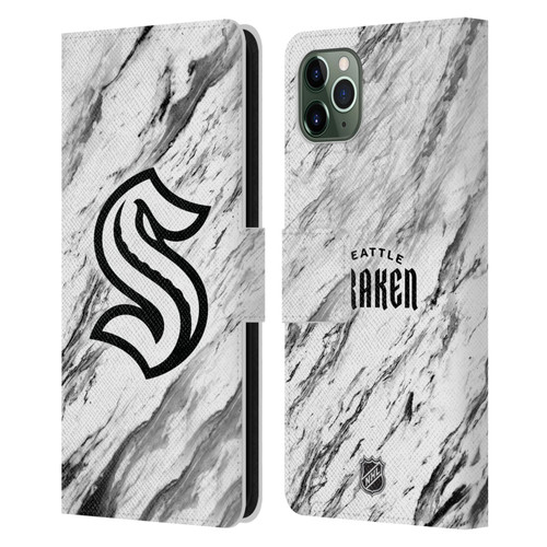 NHL Seattle Kraken Marble Leather Book Wallet Case Cover For Apple iPhone 11 Pro Max