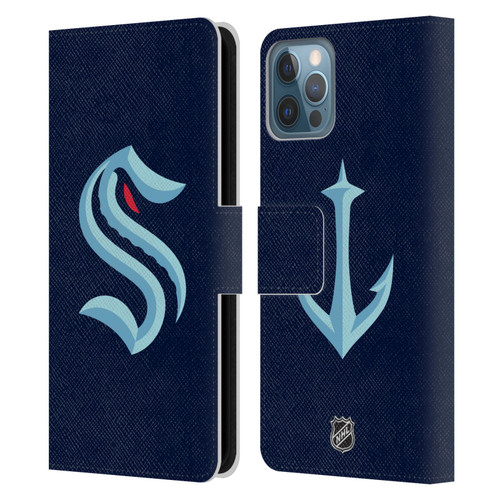 NHL Seattle Kraken Plain Leather Book Wallet Case Cover For Apple iPhone 12 / iPhone 12 Pro