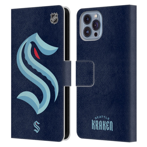 NHL Seattle Kraken Oversized Leather Book Wallet Case Cover For Apple iPhone 14