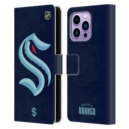 NHL Seattle Kraken Oversized Leather Book Wallet Case Cover For Apple iPhone 14 Pro Max