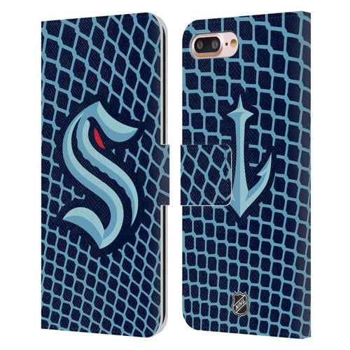 NHL Seattle Kraken Net Pattern Leather Book Wallet Case Cover For Apple iPhone 7 Plus / iPhone 8 Plus