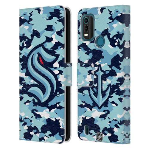 NHL Seattle Kraken Camouflage Leather Book Wallet Case Cover For Nokia G11 Plus