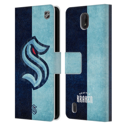 NHL Seattle Kraken Half Distressed Leather Book Wallet Case Cover For Nokia C01 Plus/C1 2nd Edition