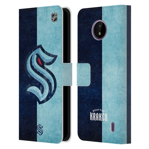 NHL Seattle Kraken Half Distressed Leather Book Wallet Case Cover For Nokia C10 / C20
