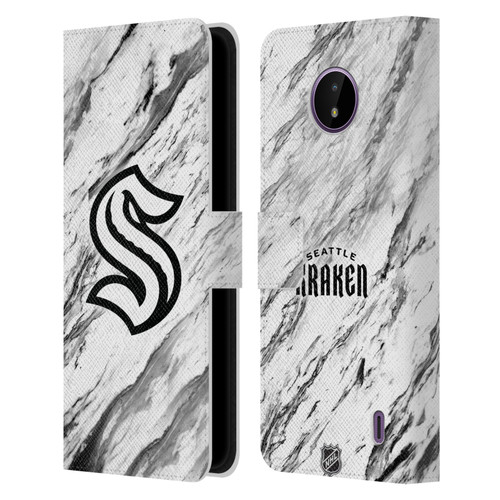 NHL Seattle Kraken Marble Leather Book Wallet Case Cover For Nokia C10 / C20