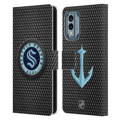 NHL Seattle Kraken Puck Texture Leather Book Wallet Case Cover For Nokia X30