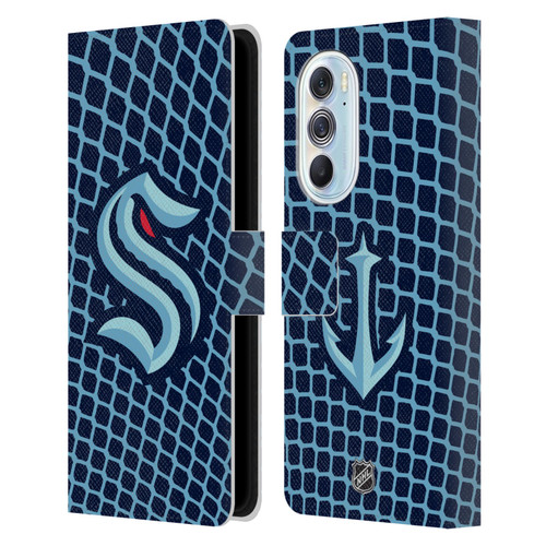 NHL Seattle Kraken Net Pattern Leather Book Wallet Case Cover For Motorola Edge X30