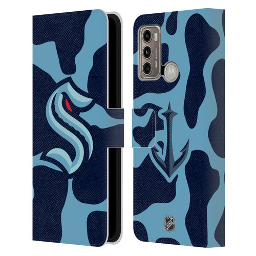 NHL Seattle Kraken Cow Pattern Leather Book Wallet Case Cover For Motorola Moto G60 / Moto G40 Fusion