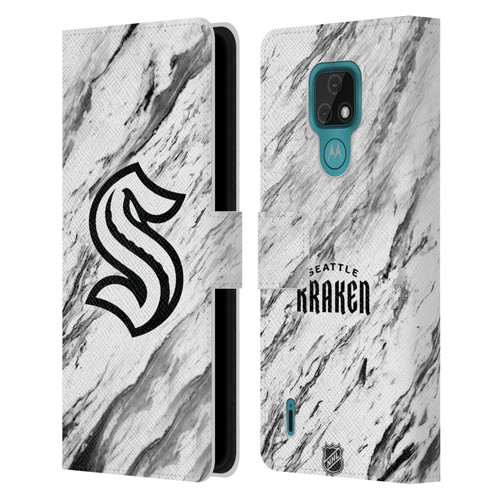 NHL Seattle Kraken Marble Leather Book Wallet Case Cover For Motorola Moto E7