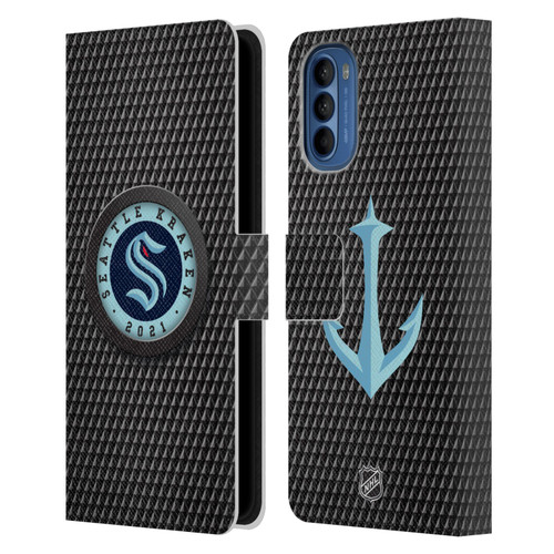 NHL Seattle Kraken Puck Texture Leather Book Wallet Case Cover For Motorola Moto G41