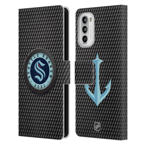 NHL Seattle Kraken Puck Texture Leather Book Wallet Case Cover For Motorola Moto G52