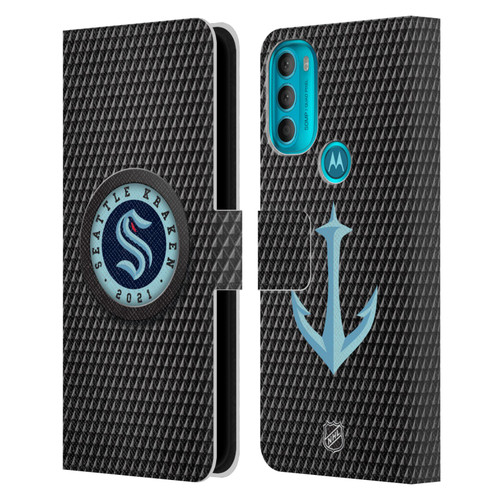 NHL Seattle Kraken Puck Texture Leather Book Wallet Case Cover For Motorola Moto G71 5G
