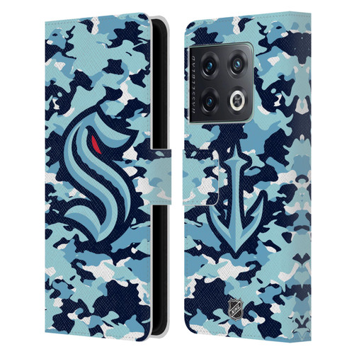NHL Seattle Kraken Camouflage Leather Book Wallet Case Cover For OnePlus 10 Pro