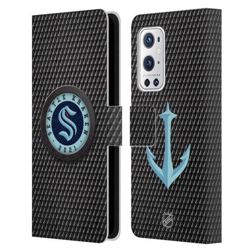 NHL Seattle Kraken Puck Texture Leather Book Wallet Case Cover For OnePlus 9 Pro