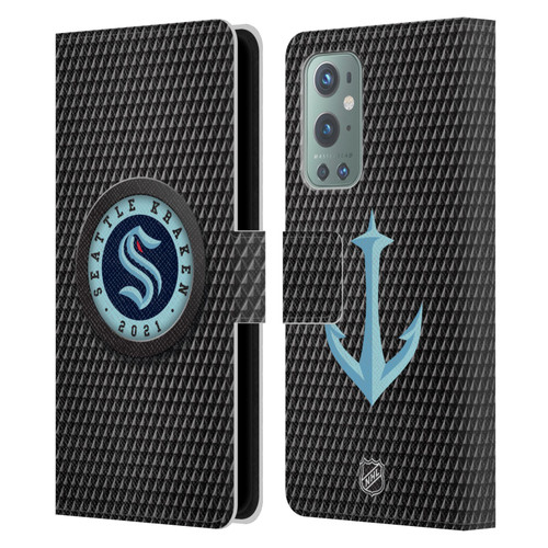 NHL Seattle Kraken Puck Texture Leather Book Wallet Case Cover For OnePlus 9