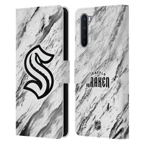 NHL Seattle Kraken Marble Leather Book Wallet Case Cover For OnePlus Nord 5G