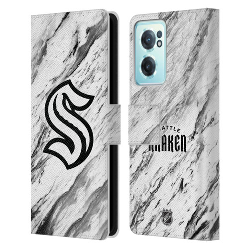 NHL Seattle Kraken Marble Leather Book Wallet Case Cover For OnePlus Nord CE 2 5G