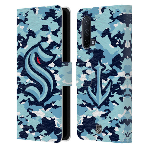 NHL Seattle Kraken Camouflage Leather Book Wallet Case Cover For OnePlus Nord CE 5G