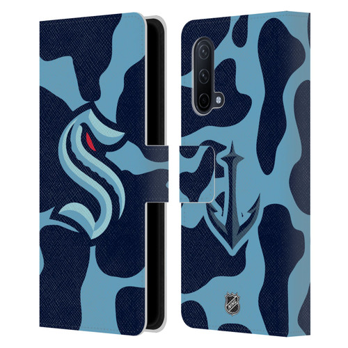 NHL Seattle Kraken Cow Pattern Leather Book Wallet Case Cover For OnePlus Nord CE 5G