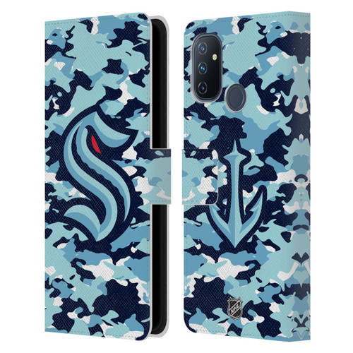 NHL Seattle Kraken Camouflage Leather Book Wallet Case Cover For OnePlus Nord N100