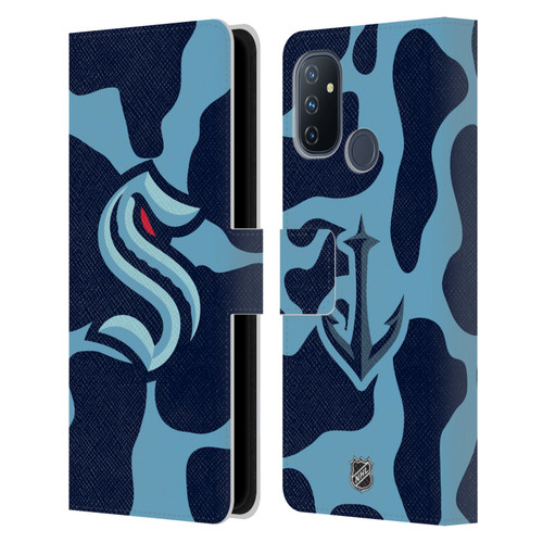 NHL Seattle Kraken Cow Pattern Leather Book Wallet Case Cover For OnePlus Nord N100