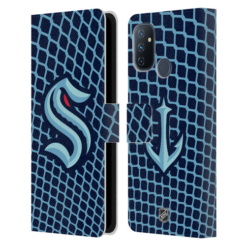 NHL Seattle Kraken Net Pattern Leather Book Wallet Case Cover For OnePlus Nord N100