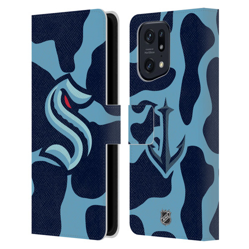 NHL Seattle Kraken Cow Pattern Leather Book Wallet Case Cover For OPPO Find X5 Pro