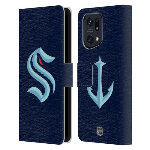NHL Seattle Kraken Plain Leather Book Wallet Case Cover For OPPO Find X5 Pro